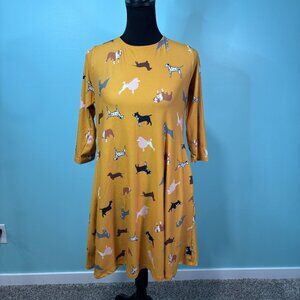 Yelete yellow dog print A line dress Medium              Lot O